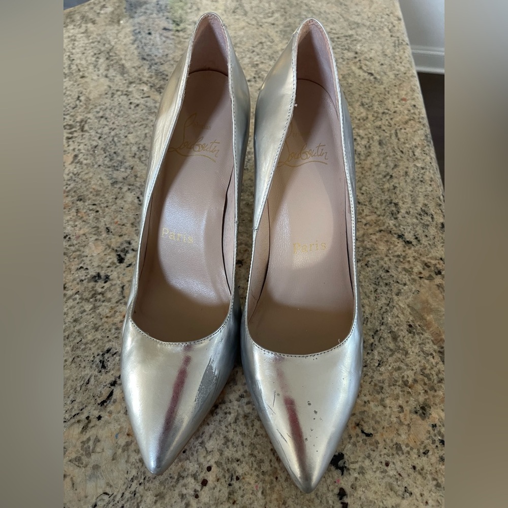 Red Bottom heels Metallic Silver Heels